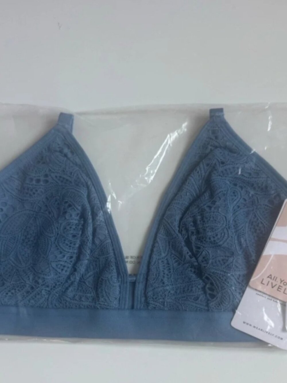 Lively Dusty Blue Lace Bralette